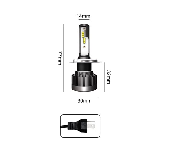 Лампа головного света TORINO AUTO со светодиодами 2 шт. CREE 60W6000LM 9-32V без вентилятора H7Х1