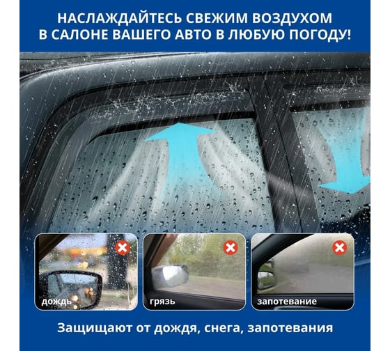 Дефлекторы окон AZARD GROUP для а/м Lada Niva 5d 1995-н.в., кроссовер, накладные, к-т 4шт, DEF00898