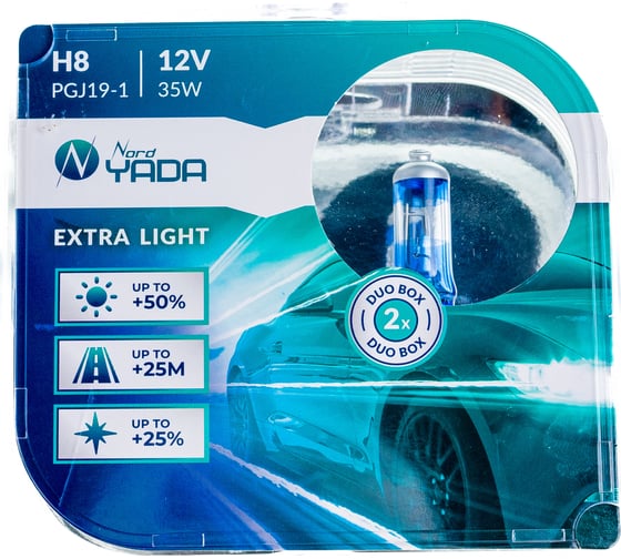 Лампа Nord-Yada H8 12V 35W EXTRA LIGHT +50 % Plastic case - 2шт 907366