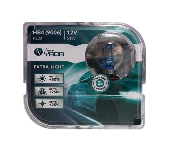 Лампа Nord-Yada HB4 9006 12V 51W EXTRA LIGHT +50 % Plastic case - 2шт 907369