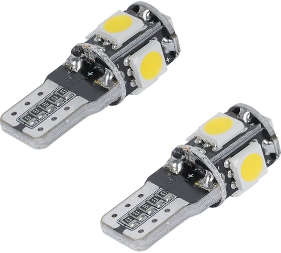 Лампa автомобильная светодиодная Airline T10 (W5W), 12В, 5LED 5050, Белая, обманка CANBUS, PLUS (10 шт.) AEAR310
