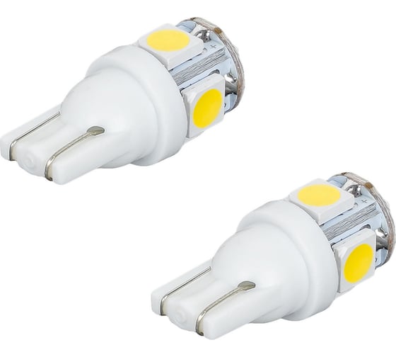 Лампa автомобильная светодиодная Airline T10 (W5W), 12В, 5LED 5050, Белая (10 шт.) AEAR301