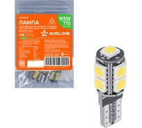 Лампa автомобильная светодиодная Airline T10 (W5W), 12В, 9LED 5050, Белая, обманка CANBUS, PLUS (10 шт.) AEAR312