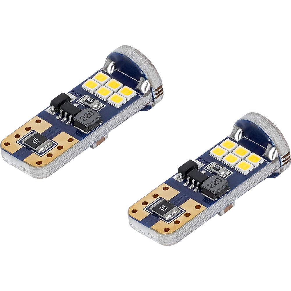 Лампa светодиодная 12/24 V T10-18 SMD (W5W) белая, обманка CANBUS биполяр (PRO) (AIRLINE)