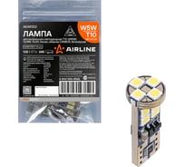 Лампa автомобильная светодиодная T10 (W5W), 12/24В, 12LED, Белая, обманка CANBUS, биполярная, PRO (10 шт.) Airline AEAR322