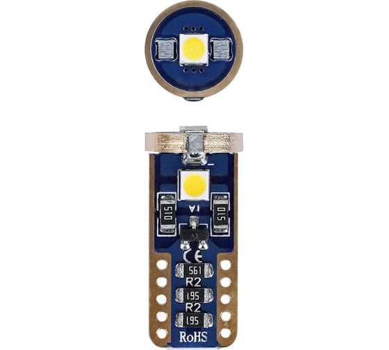 Лампa автомобильная светодиодная Airline T10 (W5W), 12В, 3LED, Белая, обманка CANBUS, биполярная, PRO (10 шт.) AEAR320