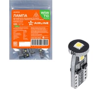Лампa автомобильная светодиодная Airline T10 (W5W), 12В, 3LED, Белая, обманка CANBUS, биполярная, PLUS (10 шт.) AEAR318