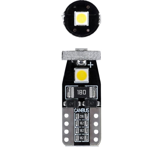Лампa автомобильная светодиодная Airline T10 (W5W), 12В, 3LED, Белая, обманка CANBUS, биполярная, PLUS (10 шт.) AEAR318