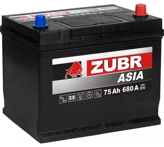 Аккумуляторная батарея ZUBR Ultra Asia 75Ah R+ (нижний борт) ZSA750