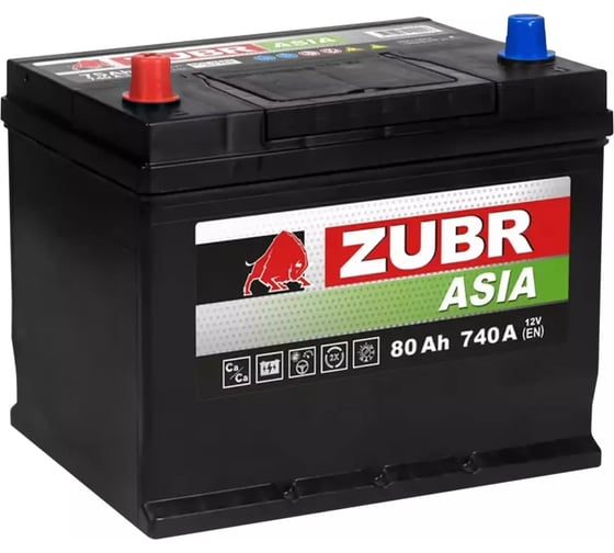 Аккумуляторная батарея ZUBR Premium Asia 80Ah L+ (нижний борт) ZPA801