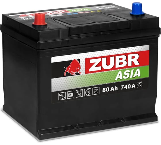 Аккумуляторная батарея ZUBR Premium Asia 80Ah L+ (нижний борт) ZPA801