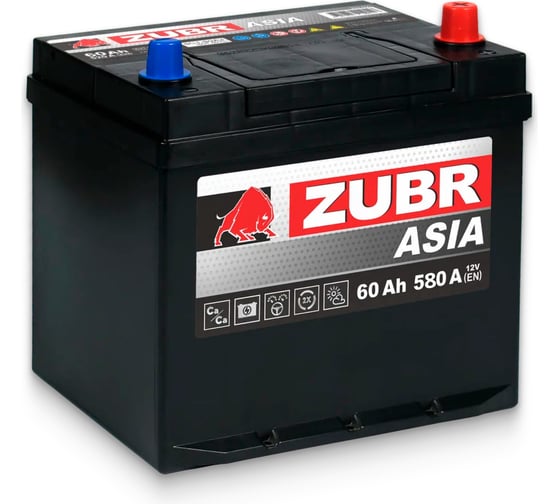 Аккумуляторная батарея ZUBR Ultra Asia 60Ah R+ (нижний борт) ZSA600 1