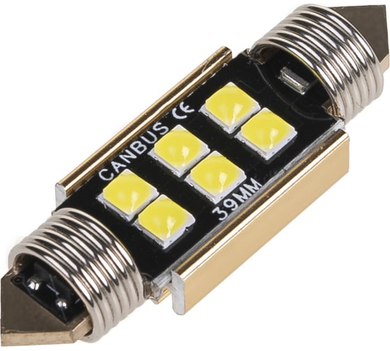 Автолампа SKYWAY диод T11(C5W) 12V 6SMD диодов 1-конт 39мм с обманкой Белая S08201479 1