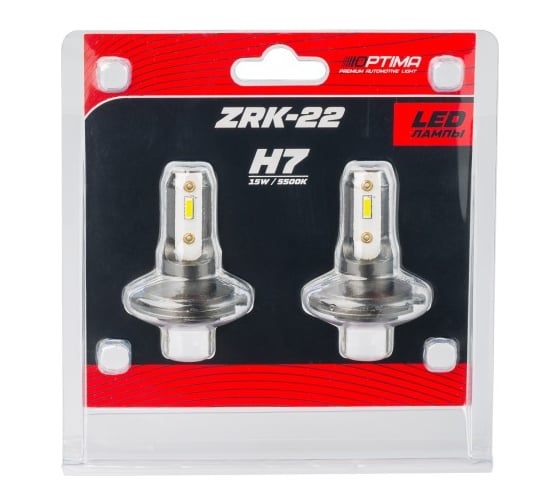 Светодиодные лампы Optima Light H7 Optima LED ZRK-22, 5500K, 12V, комплект 2 лампы Z-H7