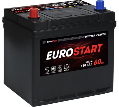 Аккумуляторная батарея EUROSTART Extra Power Asia 60Ah L+ (нижний борт) EUA601