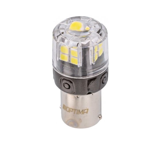 Светодиодная лампа Optima Light P21/5W Optima Premium LED ОНИКС, WHITE, 5500K, 650Lm, 12V, (BAY15D), комплект 2 шт O-P21/5W