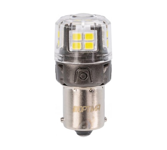 Светодиодная лампа Optima Light P21W Optima Premium LED ОНИКС, WHITE, 5500K, 650Lm, 12V, (BA15S), комплект 2 шт O-P21W