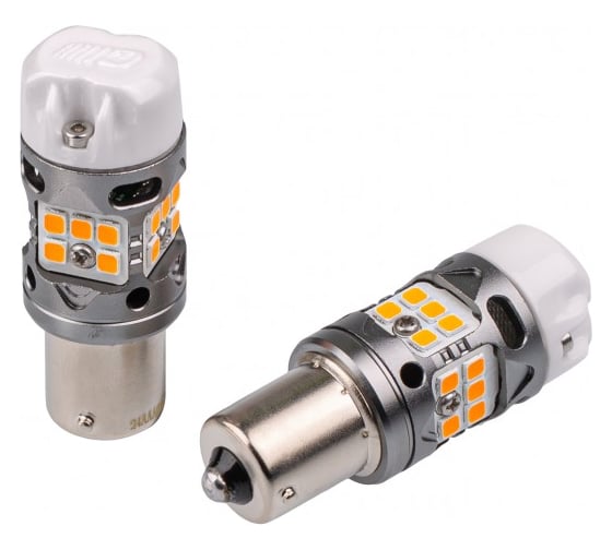 Светодиодная лампа Optima Light PY21W Optima Premium LED ОНИКС, YELLOW, 1000Lm, CAN, 12V, (1156, BAU15), комплект 2 шт O-PY21W-CAN-Y