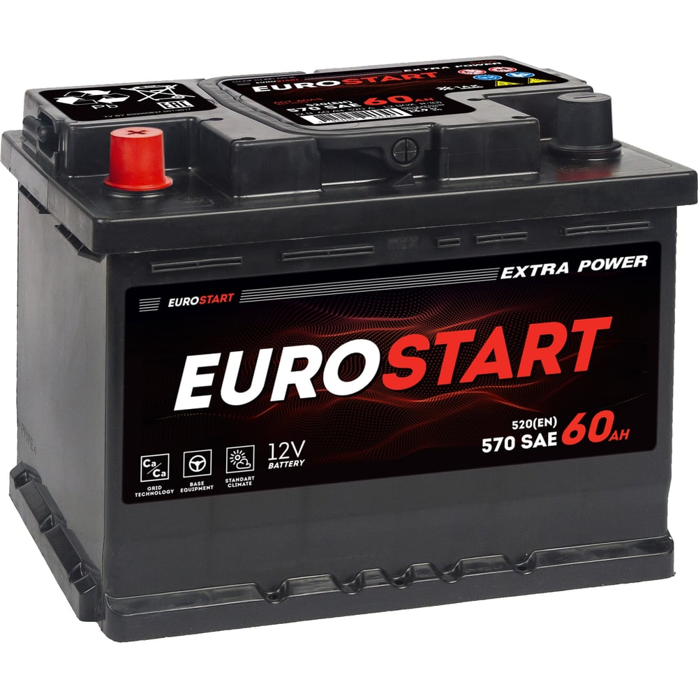 АКБ автом. 60Ah +лев 520 пуск EUROSTART Extra Power 242X175X190 L2