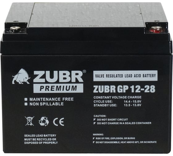 Аккумуляторная батарея ZUBR GP 12V 28Ah, Китай GP12-28(ZUBR)