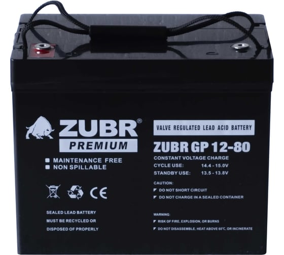 Аккумуляторная батарея ZUBR GP 12V 80Ah, Китай GP12-80(ZUBR)