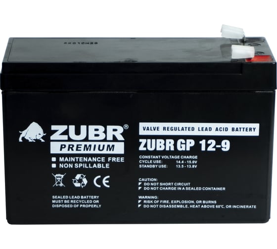 Аккумуляторная батарея ZUBR GP 12V 9Ah, Китай GP12-9(ZUBR)