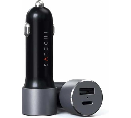 Автомобильное зарядное устройство Satechi 72W, Type-C PD Car Charger, цвет серый космос ST-TCPDCCM