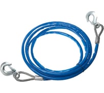 Буксировочный трос TORSO металлический в ПВХ оплётке, 4 м, 8 тонн, 2 крюка 2877902