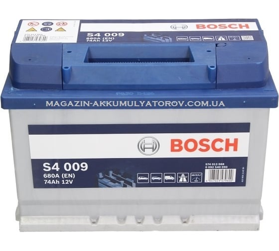 Аккумулятор BOSCH Silver 74 А/ч прямая L+ 278x175x190 EN680 А 0092S40090 1