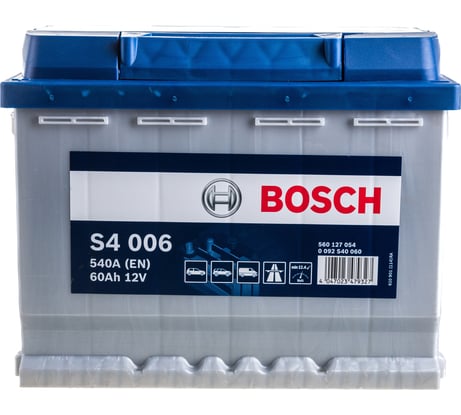 Аккумулятор BOSCH Silver 60 А/ч прямая L+ 242x175x190 EN540 А 0092S40060