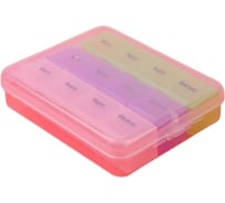 Таблетница-органайзер ONLITOP 3 контейнера по 4 секции, 11х9х2.5 см, утро/день/вечер/ночь, английские буквы, цвет микс 2839925