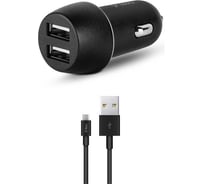 Автомобильное зарядное устройство TTEC SmartCharger Duo3.1A In-Car Charger Duo USB с кабелем Micro USB, черный 2CKS21MS