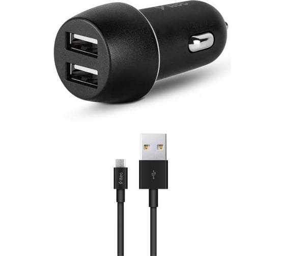 Автомобильное зарядное устройство TTEC SmartCharger Duo3.1A In-Car Charger Duo USB с кабелем Micro USB, черный 2CKS21MS
