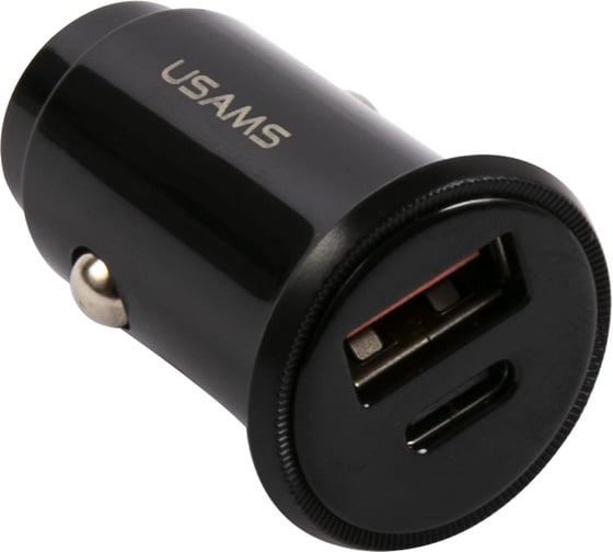 Автомобильное зарядное устройство USAMS USB+Type-C QC4.0+PD3.0 Fast Charging черный УТ000024955