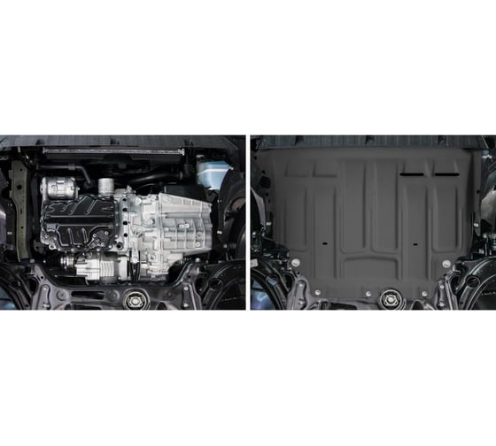Защита картера + КПП + комплект крепежа AutoMax сталь, Volkswagen Taos 2021-, V - 1.4 (150л.с.) Skoda Karoq 2020-; V - 1.4 (150 л.с.)/Skoda Kodiaq 2 AM.5127.1