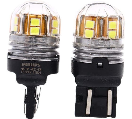 Автолампа PHILIPS W21/5W W3x16q LED WHITE Ultinon Pro7000 6000K 2 шт 12/24V 11066CU70X2