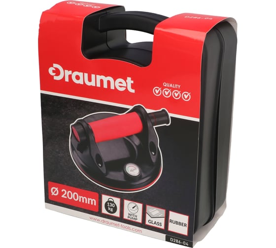 Вакуумная присоска с манометром DRAUMET (200 мм, 130 кг) D286-04