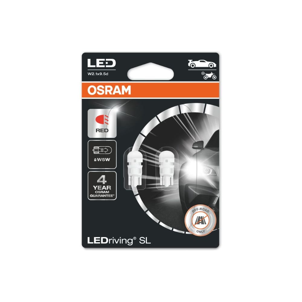 Лампа светодиодная Osram W5W 12V, 2825DRP-02B, 2 шт