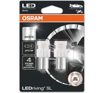 Автолампа OSRAM P21W, BA15s, LED, 2 шт., 6000 К, 12 В 7506DWP-02B 17834002