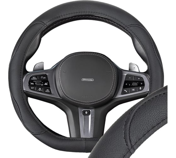 Оплетка SKYWAY D-тип экокожа M (37-39 см) Design Drift-4, черная S01102532