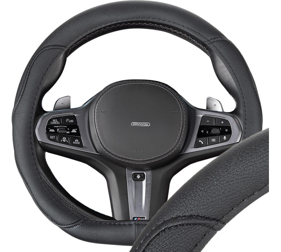 Оплетка SKYWAY D-тип экокожа S (35-37 см) Design Drift-4, черная S01102531
