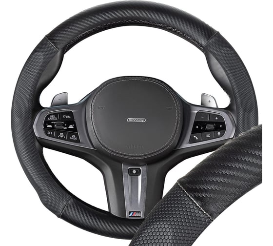Оплетка SKYWAY экокожа/ПВХ M (37-39 см), Mix Carbon-3, черная S01102530 1