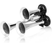 Сигнал воздушный Крал 3 рожковый круглое, 385/440/493мм, 12/24V, Хром, 120db 6316