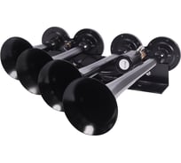 Сигнал автомобильный четырехтрубочный воздушный гудок Крал 185dB, 12/24 В, черный 6089