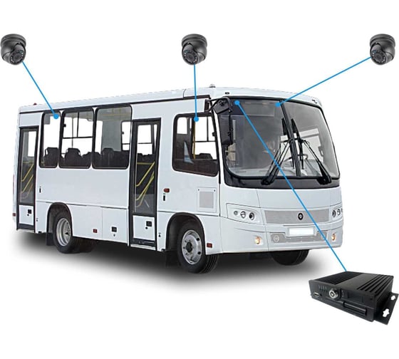 Система видеонаблюдения INTEGO ОНЛАЙН Bus для автобуса (типа ПАЗ, 2 двери).2 камеры - установка камер на водителя и две камеры в салон (на каждую дверь). Сертификат под ПП 969 Intego Bus Online