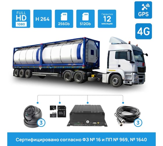 Система видеонаблюдения INTEGO ОНЛАЙН Safety Pro для грузового транспорта предназначенного для перевозки ОПАСНЫХ грузов. 3 камеры -установка камер на водителя, на дорогу, на кузов. Сертификат под ПП 969 Intego Safety Pro Online