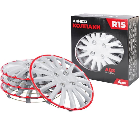Колпаки Arnezi R15 Orion 4шт (бело-красные) ABS-пластик A0702079 1