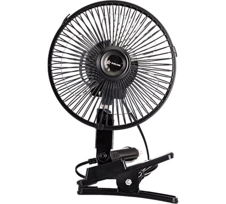 Вентилятор в салон Airline 15 см с автоповоротом, на прищепке, металл 12В ACF-15-03