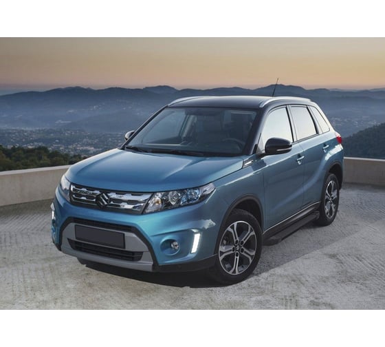 Пороги на автомобиль Rival Black для Suzuki Vitara IV 2015-2018 г.в., 160 см, 2 шт., алюминий F160ALB.5503.1