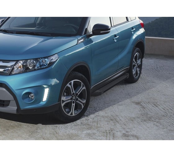Пороги на автомобиль Rival Black для Suzuki Vitara IV 2015-2018 г.в., 160 см, 2 шт., алюминий F160ALB.5503.1